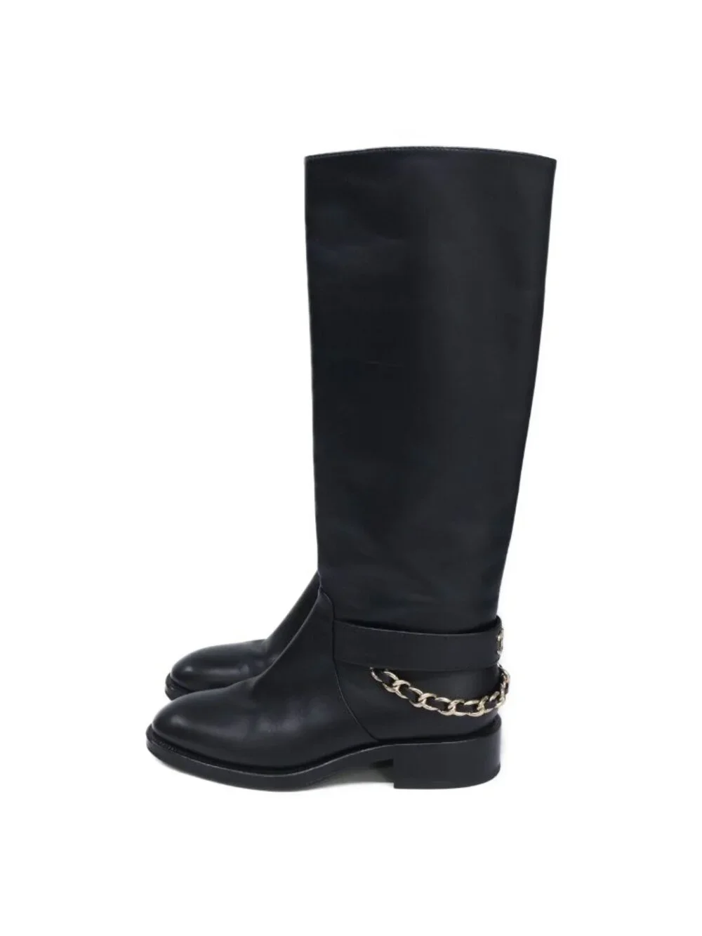 Chanel CC Logo Chain Strap Long Boots 36c